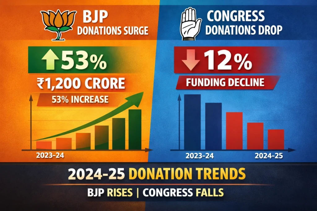 BJP Donations Surge 53% in 2024-25